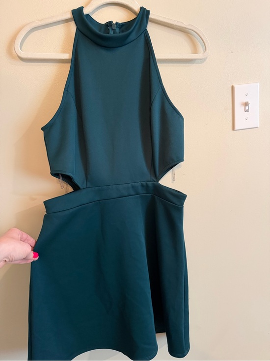 Altar'd State Dresses & Skirts - Altar'd State Teal Asymmetrical Cutout Halter Dress